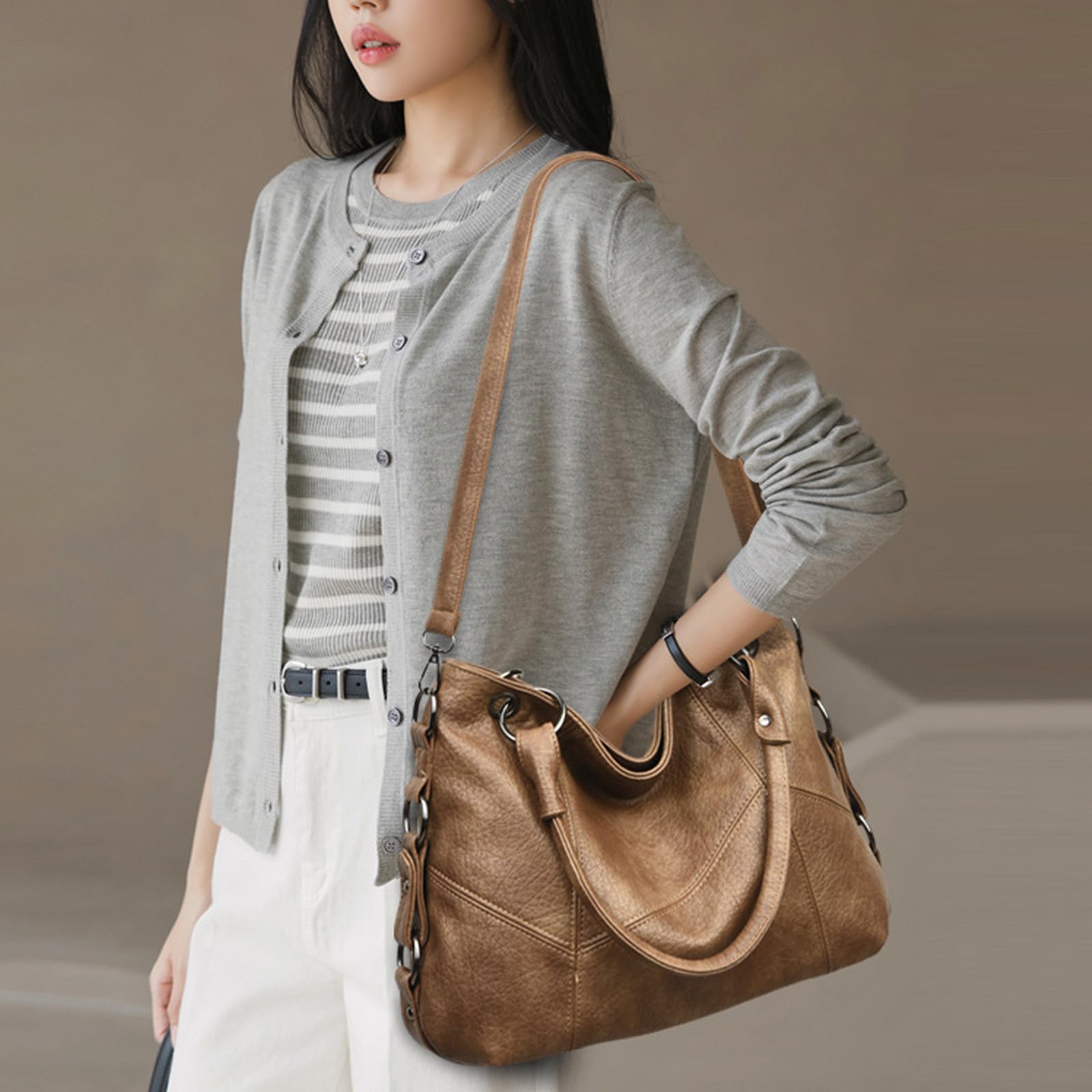 Bolso de mano Mujer Cuero PU Bolso Bandolera Gran Capacidad Bolso de hombro