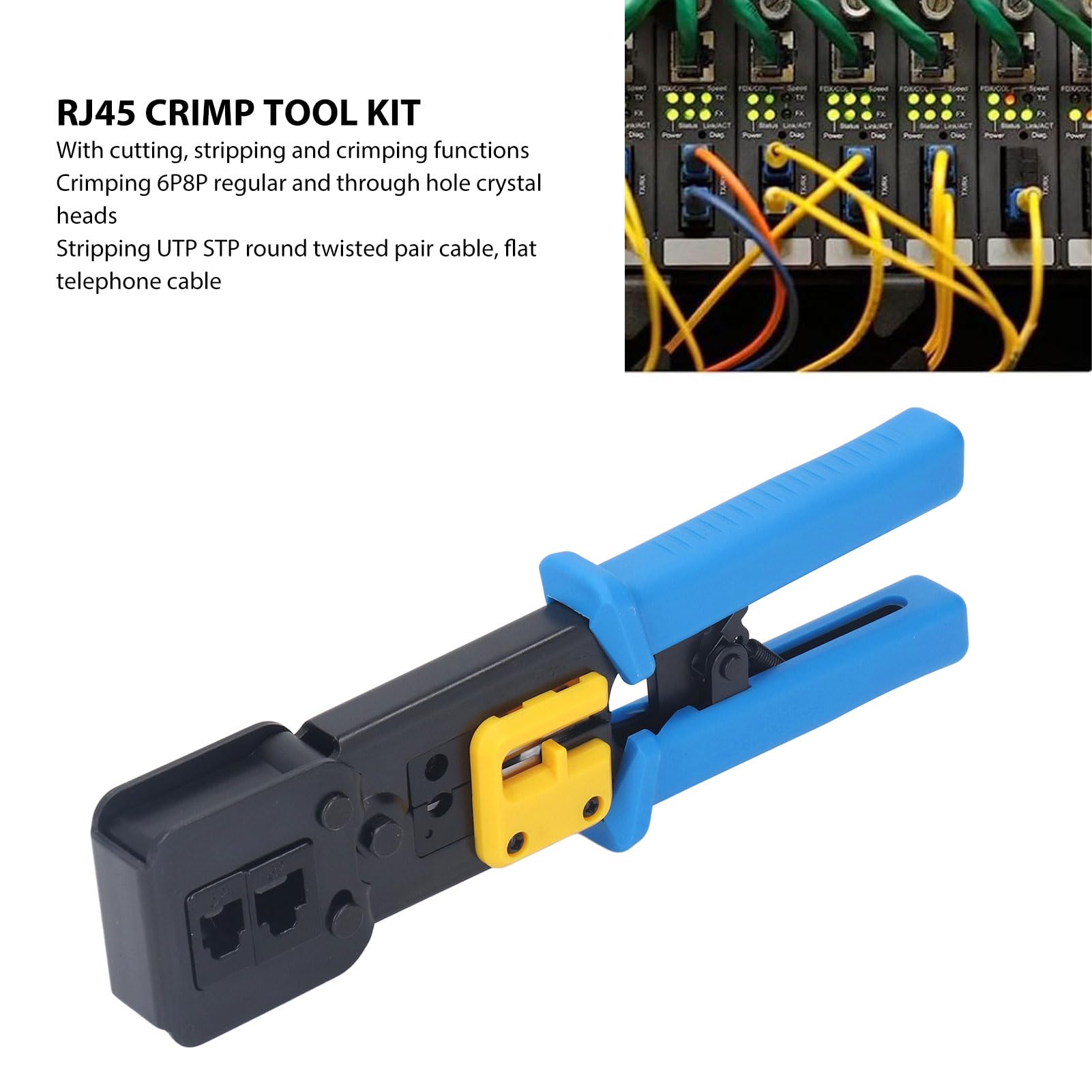 RJ45 Kit d'outils de sertissage RJ45 Cat6 6p8p Ratchet à travers le réseau Cable Câble Fribilles Crystal Head Trimping Tools