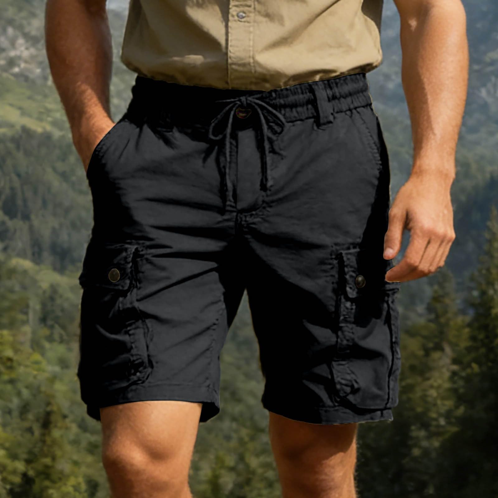 WWricotta Pantaloncini Uomo Lavoro Gamba Dritta - 5 Pollici, vestibilità Ampia, Modello Estivo, Resistenti