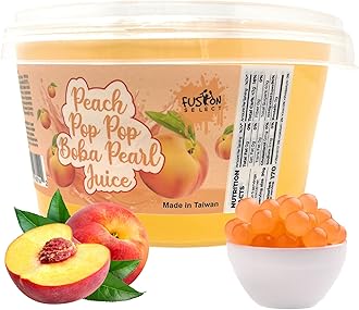 Boba Bursting Bobaz Popping Bobaz Pearls Fruit Tea Snack Toppings (490 Grams, Peach)
