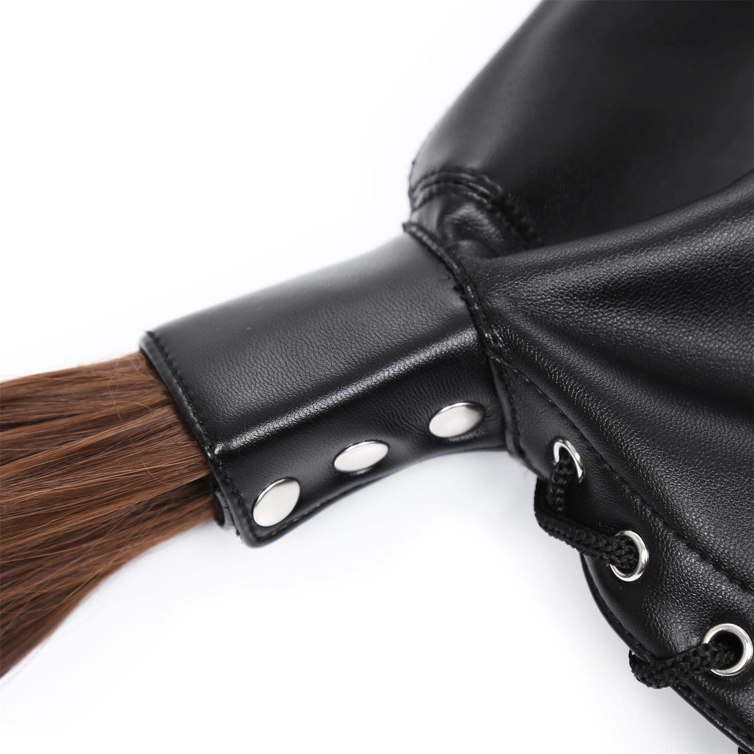 Cuero Cabeza Cubrir con Peluca Cola de Caballo Látex máscara de Cabeza Capucha de Goma para Cosplay Fiesta Ropa de Club