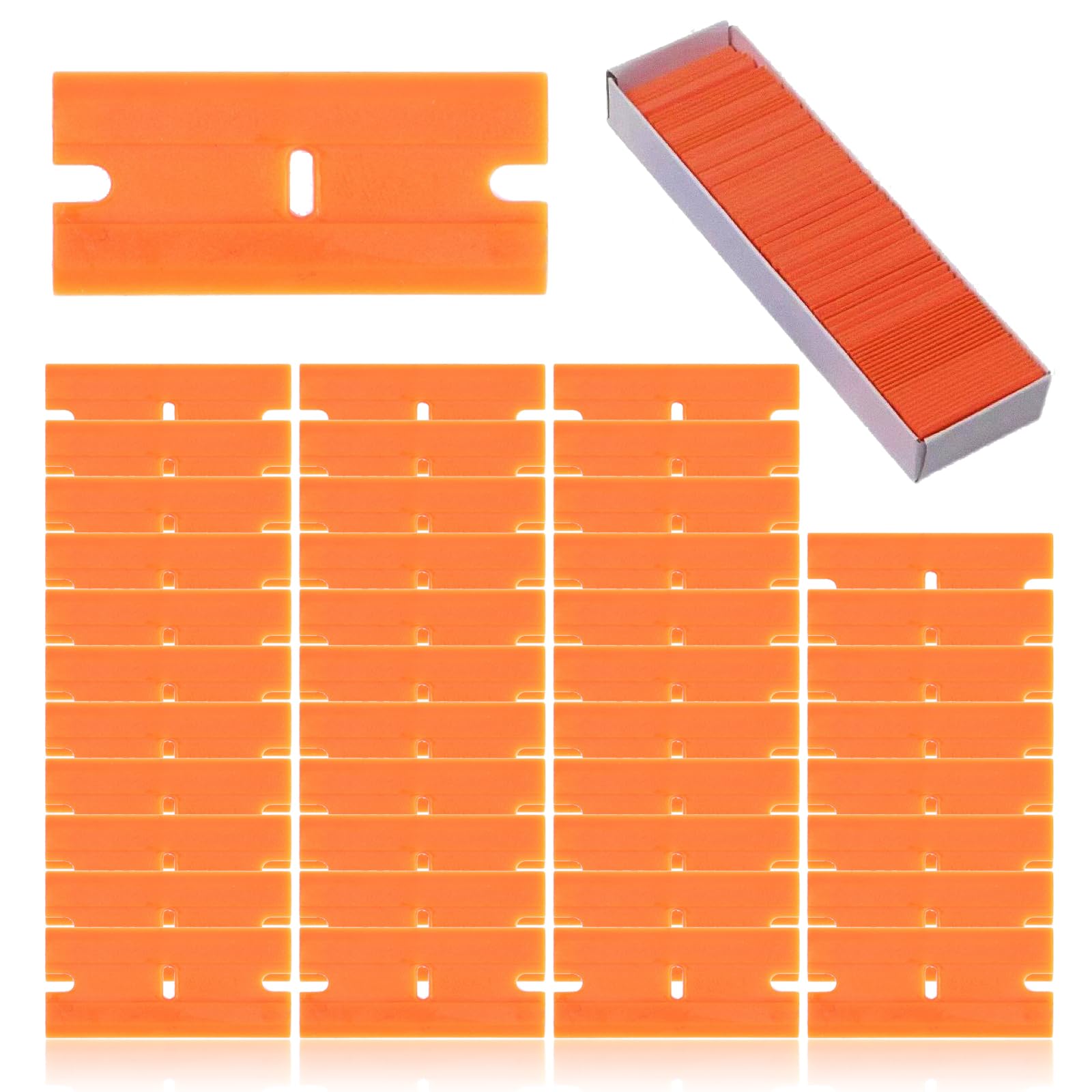 Tjmwqq Scraper Plastic Replacement Blades,100Pcs Car Sticker Remover Scraper,Double Edged Safety Plastic Razor Blades,Non Scratch Multipurpose Scraper For Sticker Glue Paint Glass Wallpaper Decal Cleaning