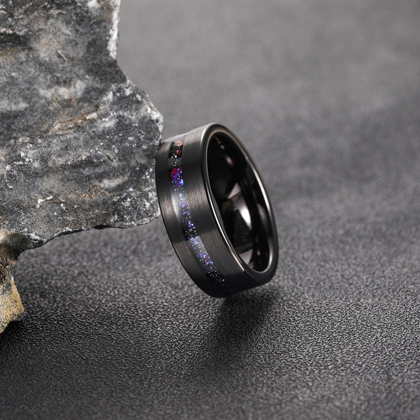 Anillos de Tungsteno para Hombre 8 mm, Anillo Grabado Personalizado 14 a 30