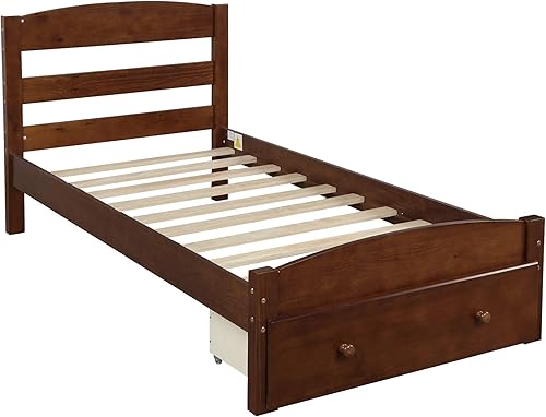 Miniatura 8 de Harper & Bright Designs Cama individual con cajones de almacenamiento, cama individual de plataforma con cabecera y soportes de listones de madera,