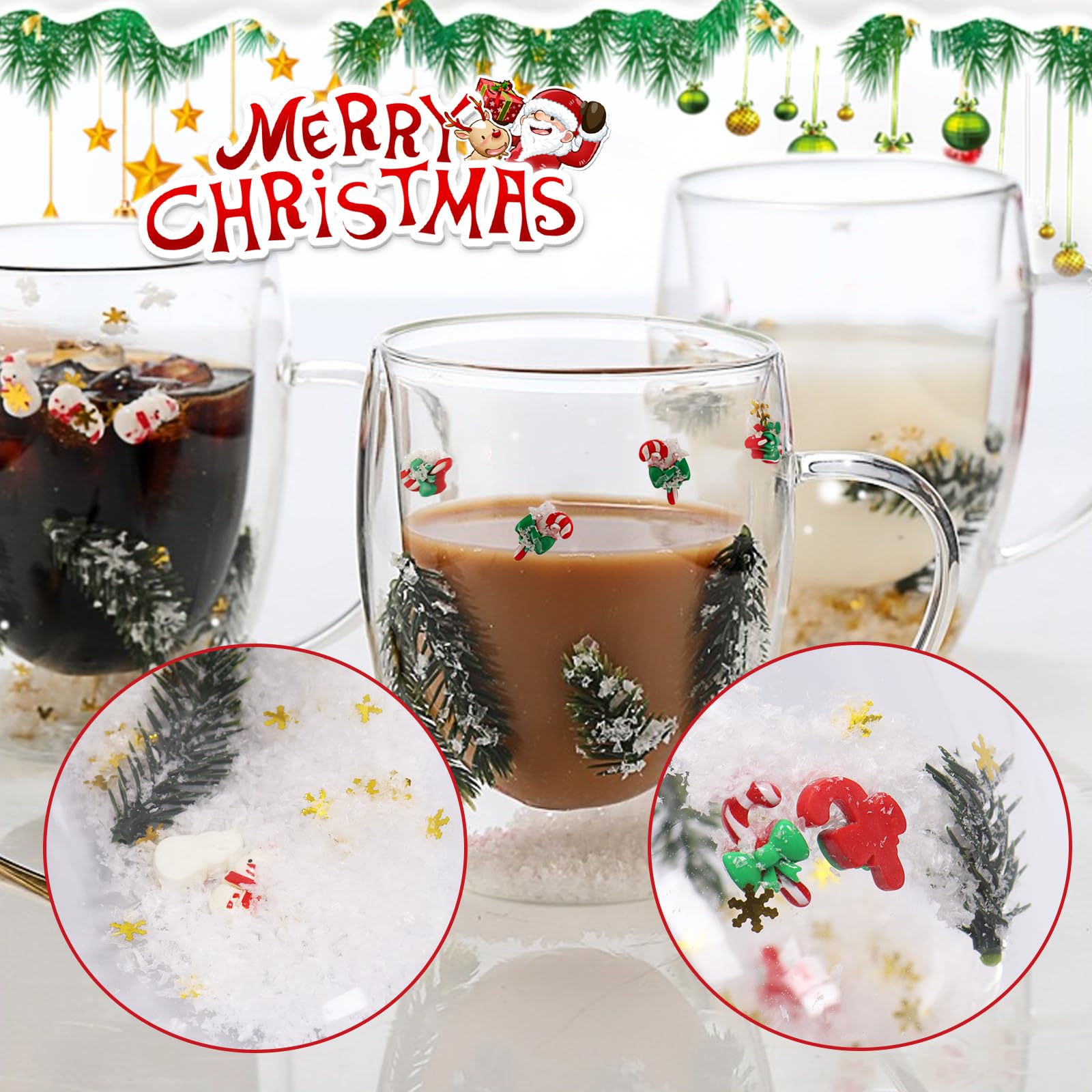 Mokken 36-delige set Xmas in rood en wit - keramische koffiemok als kerstkopjes in 10 cm - klassieke koffiekopjes voor Kerstmis vaatwasmachinebestendig en magnetronbestendig