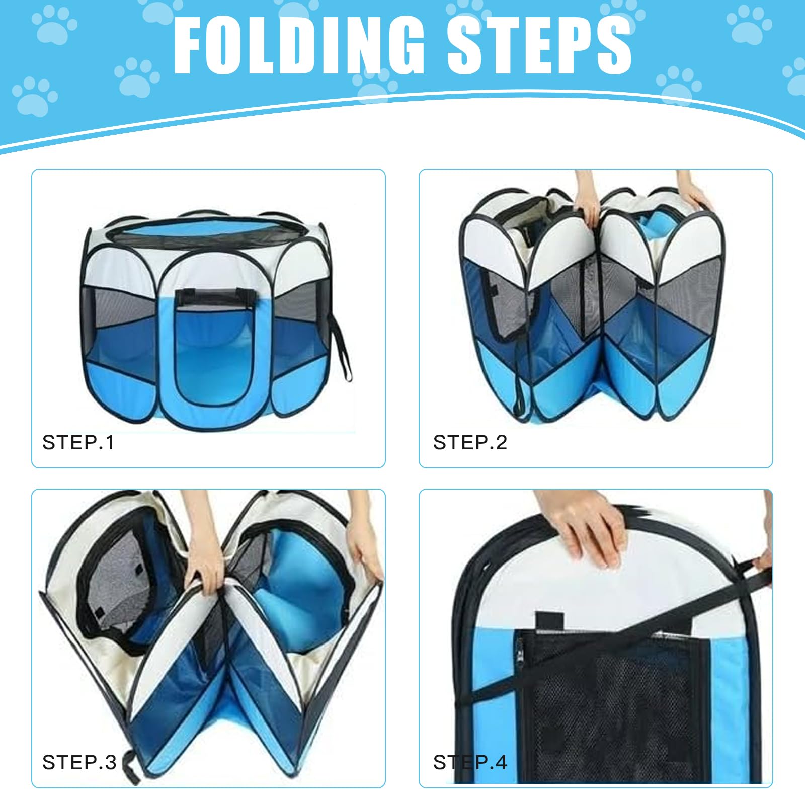 Recinto Cani da Interno, Recinto Pieghevole per Cani e Gatti, Recinti Gioco per Cane, Box Pieghevole per Cane, Portatile Recinto per Animali pour Gatti, Cani, Conigli (Blu Recinti, S)
