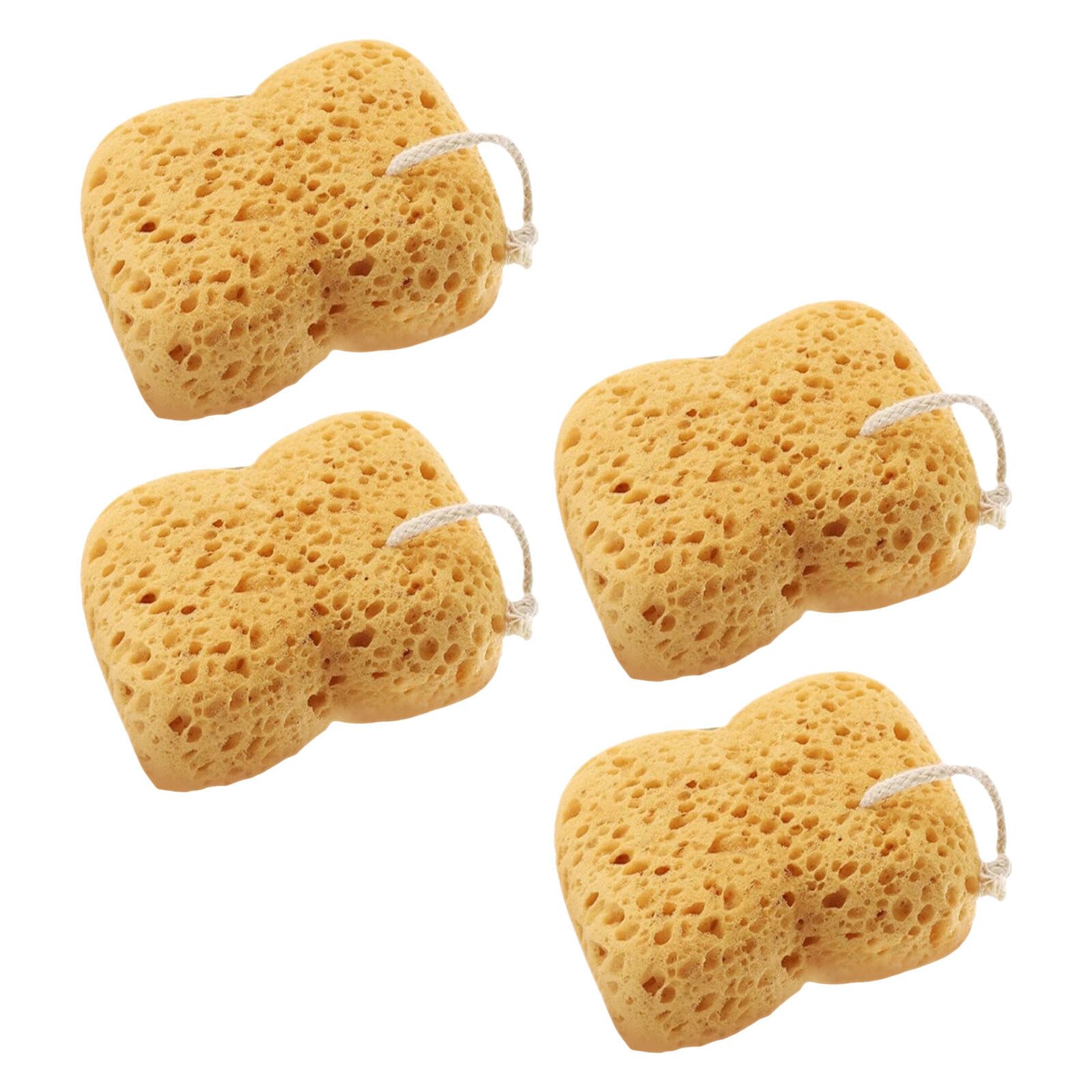 4piezas Depurador de Baño Esponjas Exfoliantes Naturales para Adultos Esponja de Ducha Elimina la Piel Muerta para Baño y Ducha