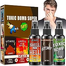ELF-GRETTER Spray Puant Boule Puantes Puissante - 3 Pièces Spray Qui PUE Le Caca, Farce et Attrape Adulte Fart Spray, Bombe Puante Prank Spray pour Halloween, Carnaval(90ml)
