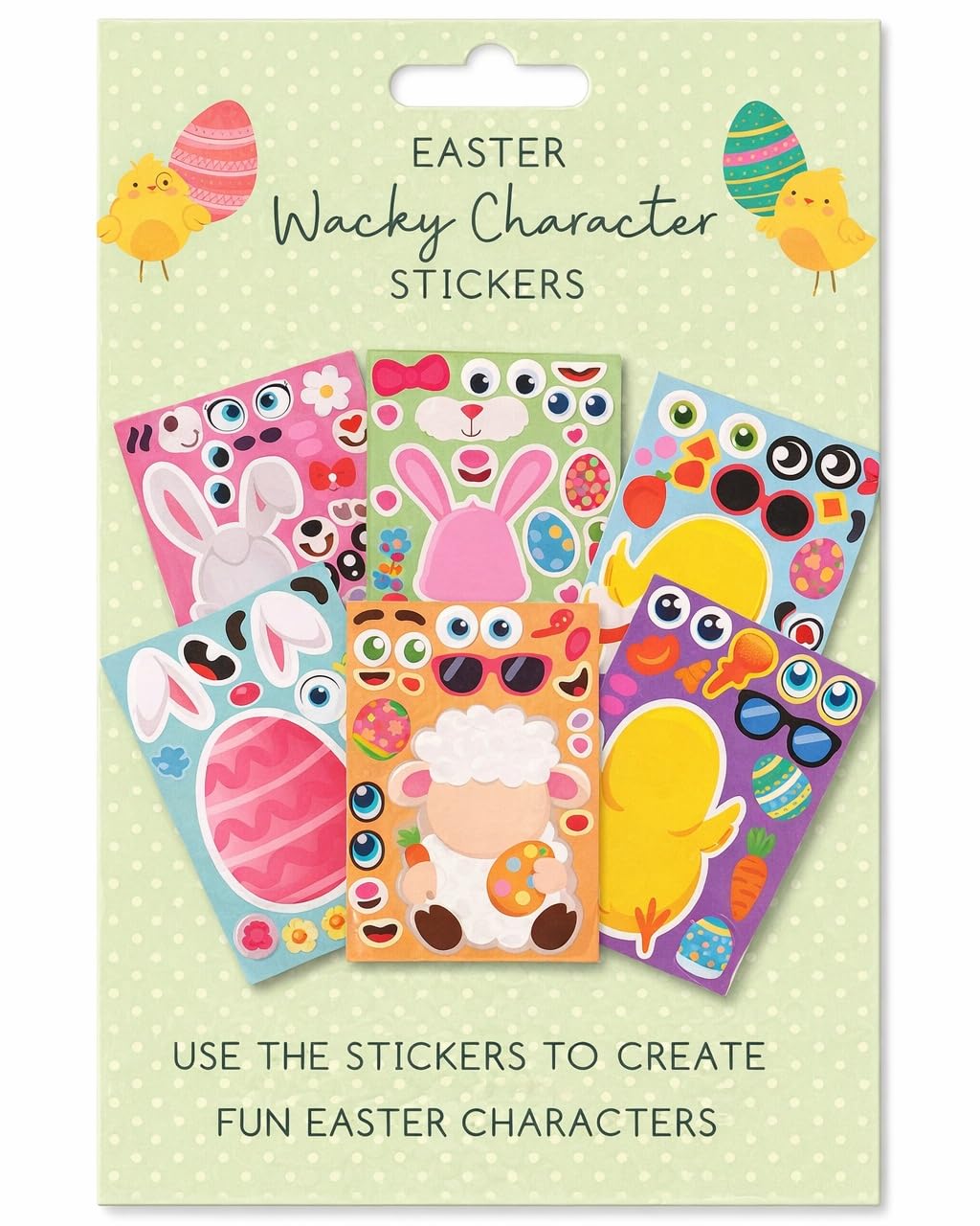 Decorate Your Own Easter Characters Stickers – 12 Sheets, 6 Fun Designs – Bunny, Chick & Lamb Easter Craft Stickers