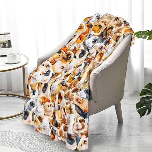 Miniatura 7 de CaomeiWu Manta de franela de 50 x 40 pulgadas con temática de conejillos de indias para humanos, manta suave para siesta para el hogar, para niños,