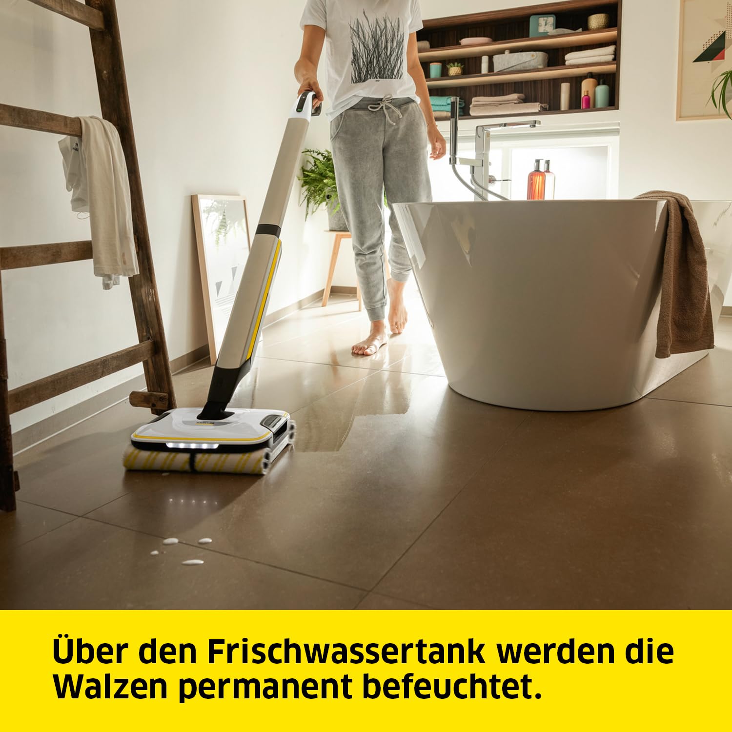 KÄRCHER Hartbodenreiniger FC 7 Cordless Extra, kabelloser Bodenreiniger mit 4 rotierenden Mikrofaserwalzen, Akkulaufzeit: ca. 45 min, Flächenleistung pro Akkuladung: ca. 135 m², exklusiv bei Amazon