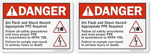 Miniatura 6 de SmartSign - U1-1082-ND_10x7 Etiqueta Adhesiva de Vinilo, Leyenda "Peligro Arco Flash y Peligro de Choque PPE" con Gráfico, 7" alto x 10" ancho,