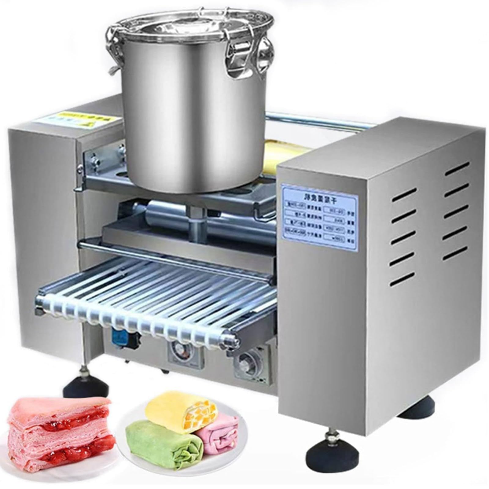 Máquina automática de crepes y corteza de pasteles, velocidad ajustable, hace crepes de 6 a 10 pulgadas, ideal para lasaña, tortilla, pizza y postres