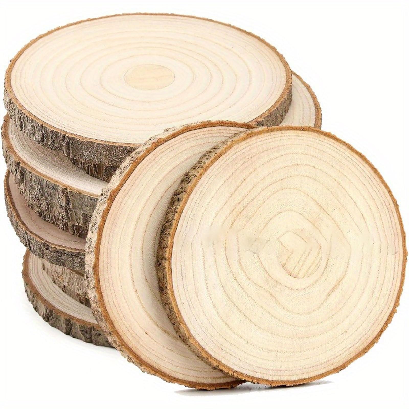 10 Stück Unlackierte Naturholzscheiben, Runde Holzscheiben Mit Baumrinde, Holzrunden Zum Basteln Von Weihnachtsschmuck, Holzkreise Für Rustikale Hoch(Size:6.29-7.08in（16-18cm） thickness 0.59in（1.5cm）)