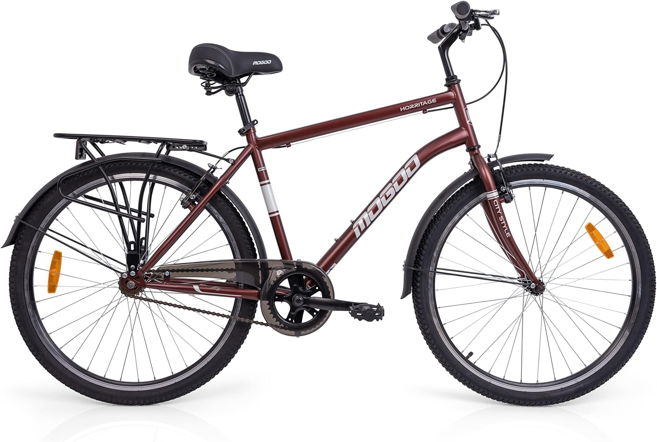 Mogoo Horritage Single Speed Cruiser Bike 24/26 Inch, City-Bike, Steel Frame Road-Bike, Comfort Cycle-For-Men and Women, Unisex Bicycle Adult, Rear Carrier, Classic Bike,Retro/Vintage Style