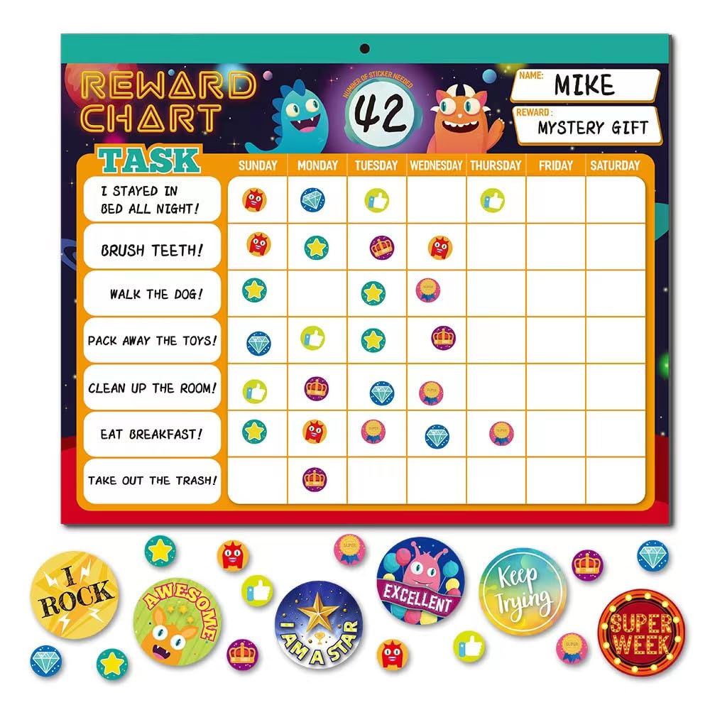 Behavior Chart for Kids at Home,26 Toddler Chore Chart 2800 Reward Stickers,Magnetic Chore Chart for Fridge,Motivate Responsibility & Potty Training & Good Habits