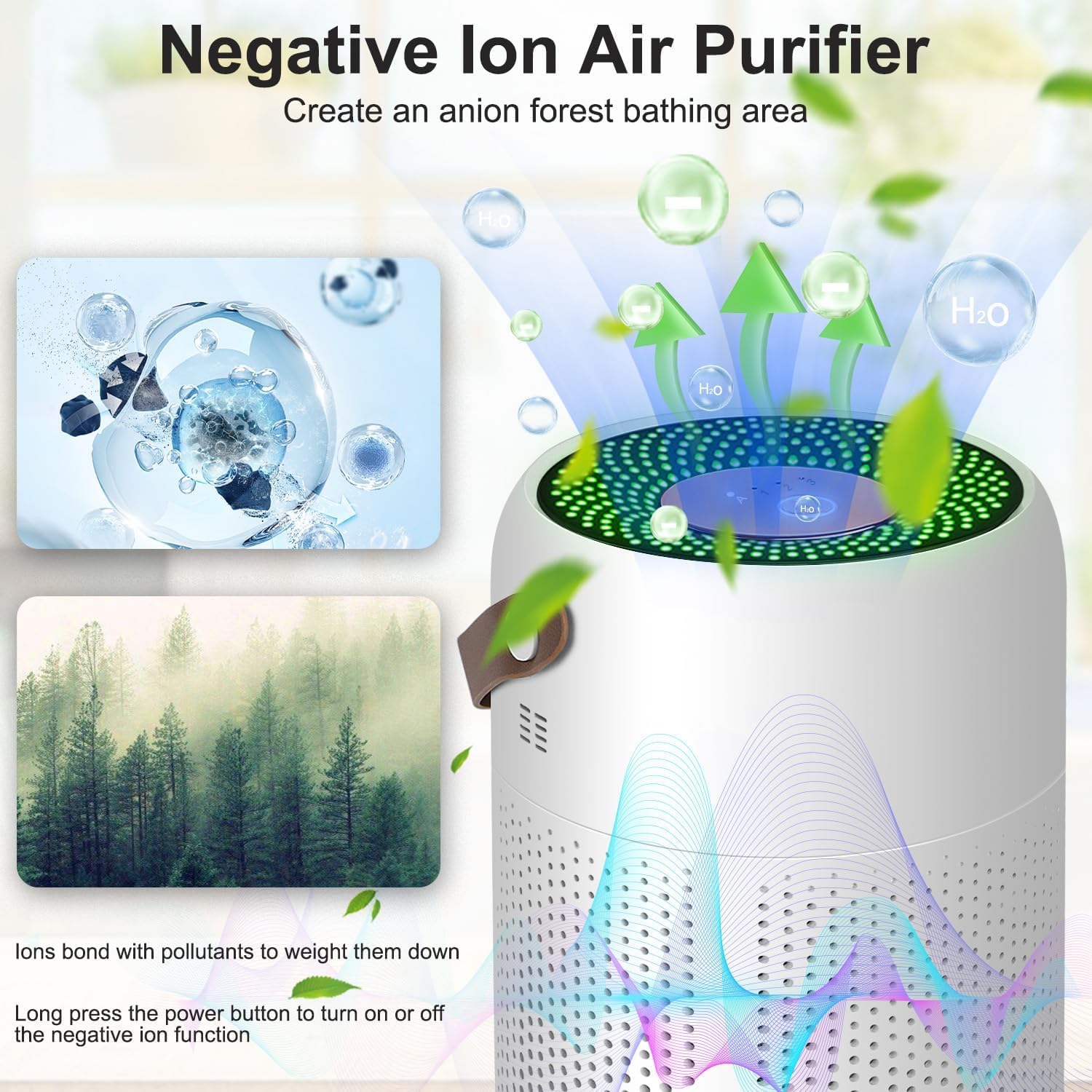 pangaO Air Purifier 3 In 1 Portable Desktop Purifier Purification System H13 True HEPA Filter Four Purify Modes Ultra Quiet Air Cleaner for Bedroom Car, Office 2