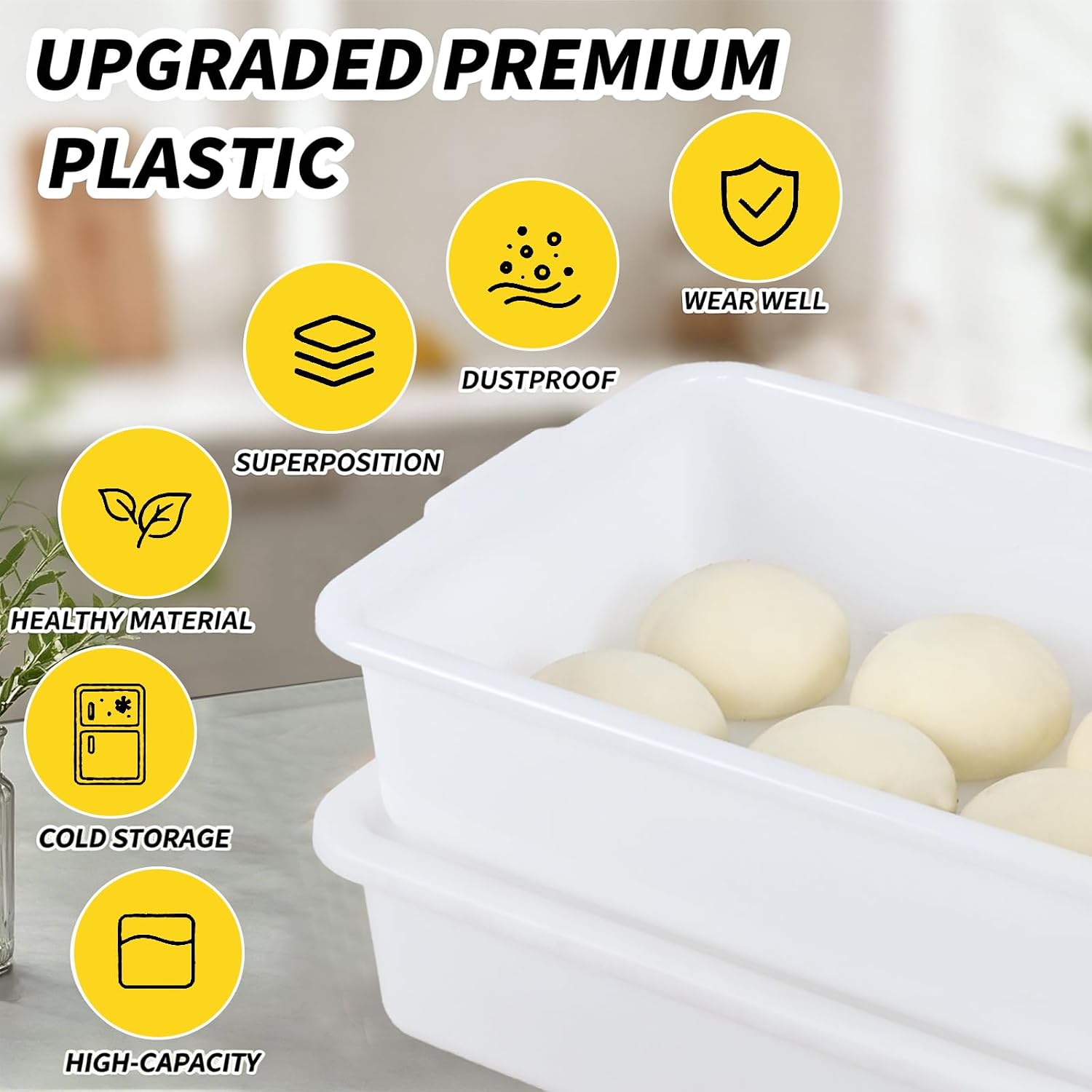 Xyskin 3 Pack 13 L Pizza Dough Proofing Box, Stackable Pizza Container | Food Storage Containers, Commercial Dough Proofing Tray with Lid, Bread Proofing Box for Home Kitchen, Restaurants, Chef