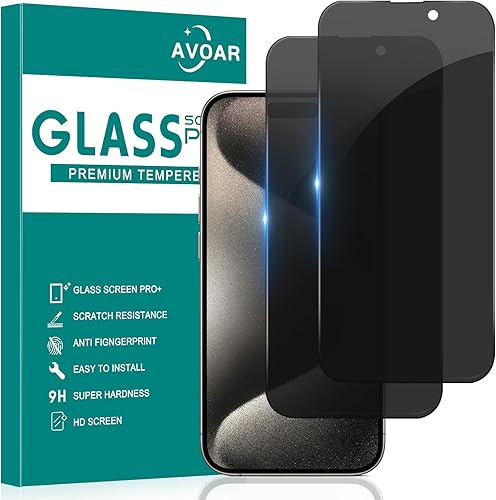 AVOAR Paquete de 3 protectores de pantalla para iPhone 15 Plus, 6.7 pulgadas HD de vidrio templado transparente compatible con fundas de pantalla