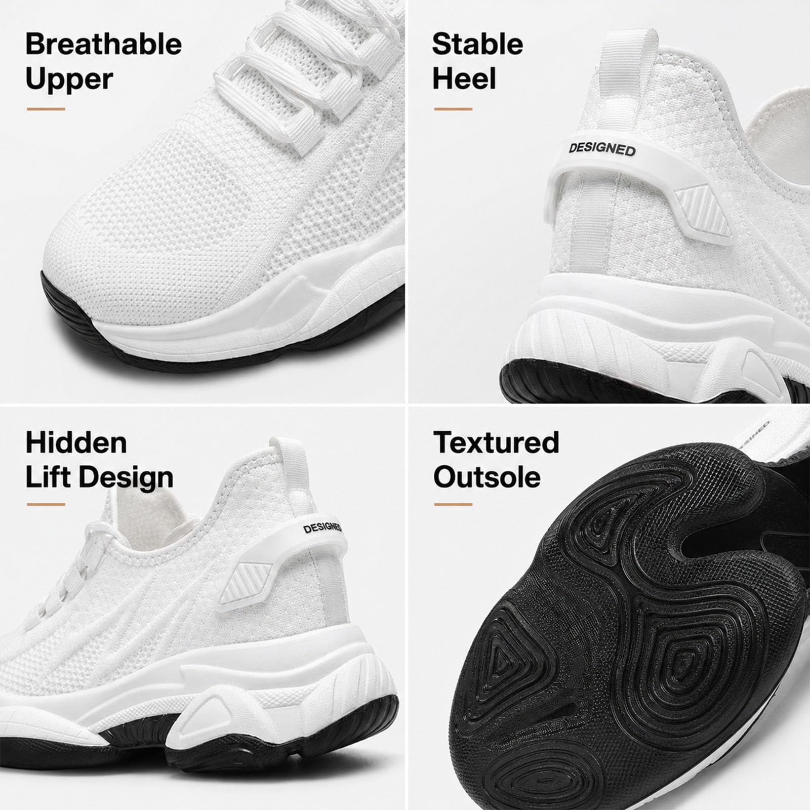 Zapatillas con Aumento Invisible De Malla,Zapatos con Alzas Hombre