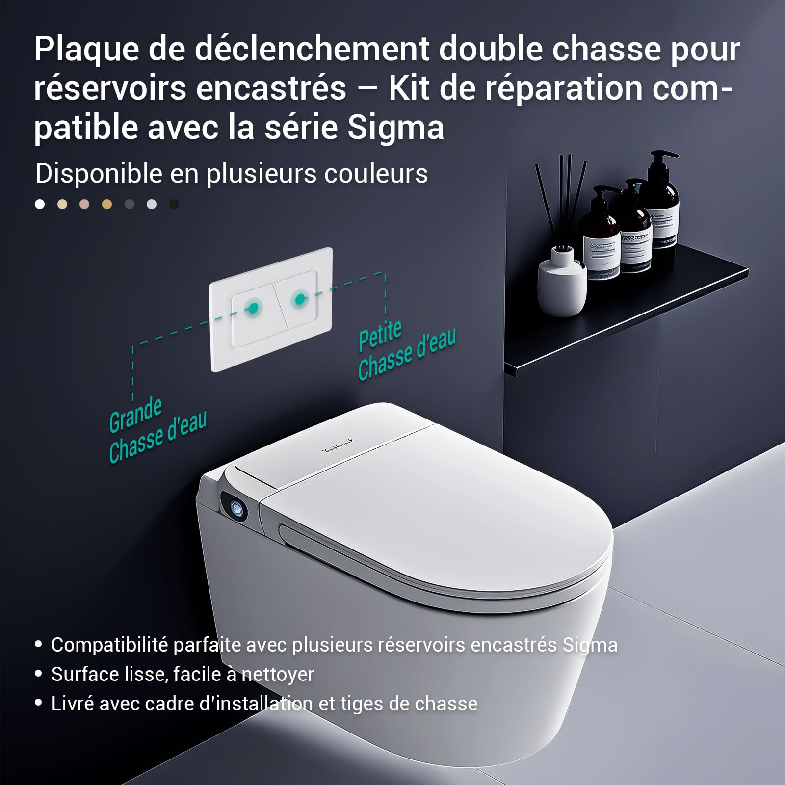Empyreal Plaque de Commande WC, Compatible avec Geberit Sigma, UP300 et UP320,115770115 double chasse(Blanc glacier)