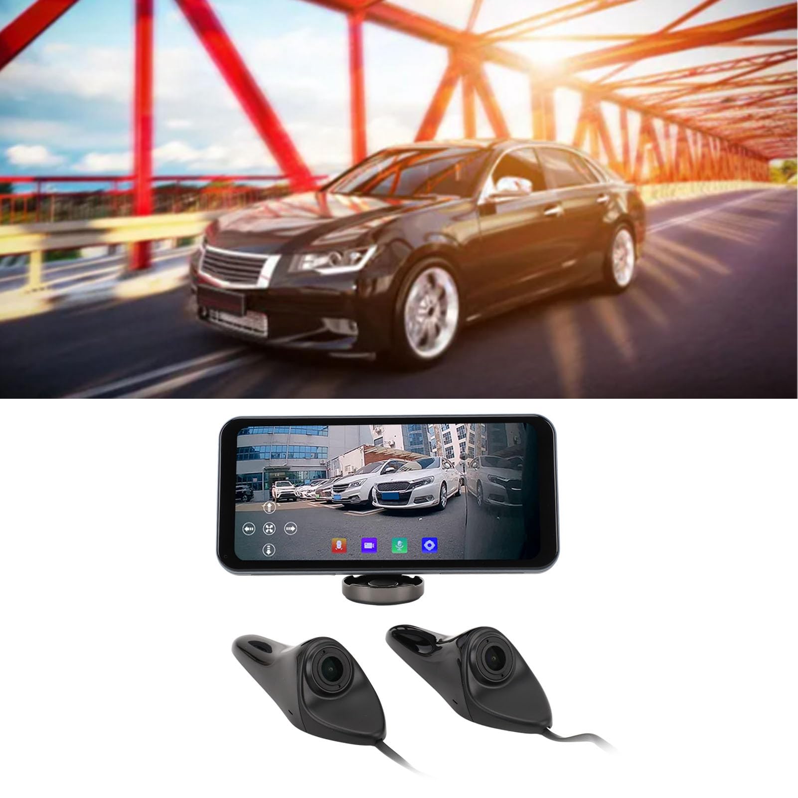 Tbest Pantalla Táctil para Coche, Cámara de Advertencia de Punto Ciego, Vista HD de 6,25 Pulgadas para una Conducción Segura, Asistencia de Visión Lateral Izquierda y Derecha