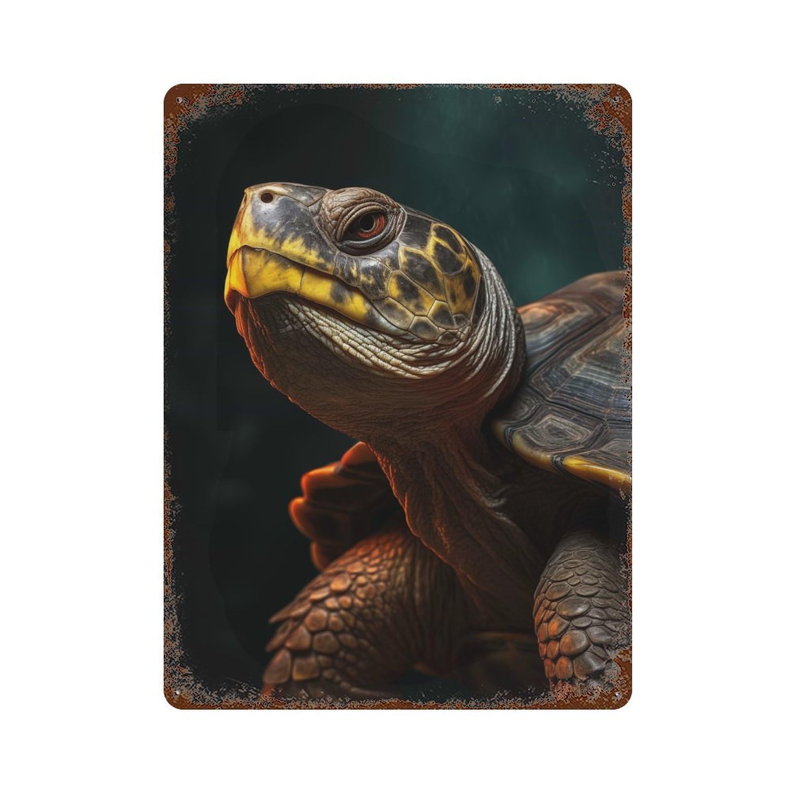 Turtle Portrait Vintage Rust Metal Sign 15.7"x11.8", Farmhouse Wall Decor for Garage, Pub Or Kitchen