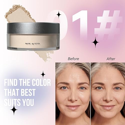 Miniatura 10 de Polvo de ajuste de purpurina en polvo para rostro suelto, acabado mate, duradero, ligero, establece maquillaje de base
