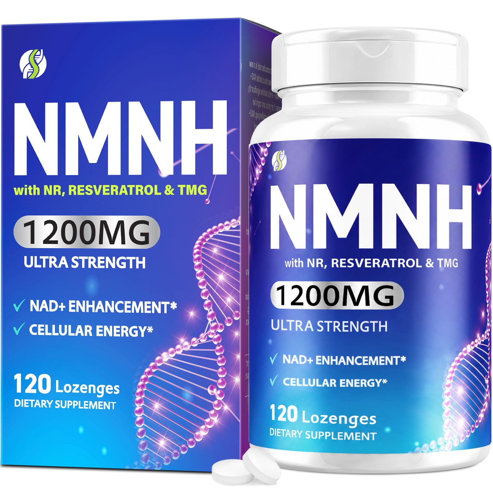 Sublingual NMNH 500mg, Max Absorbency & Fast-Acting NMNH Supplement（120-Day Supply）, 99% Pure NMNH for NAD+, Cell, Immune, Energy, Muscle, Anti-Aging & Longevity, 120 Lozenges 120 Count (Pack of 1)