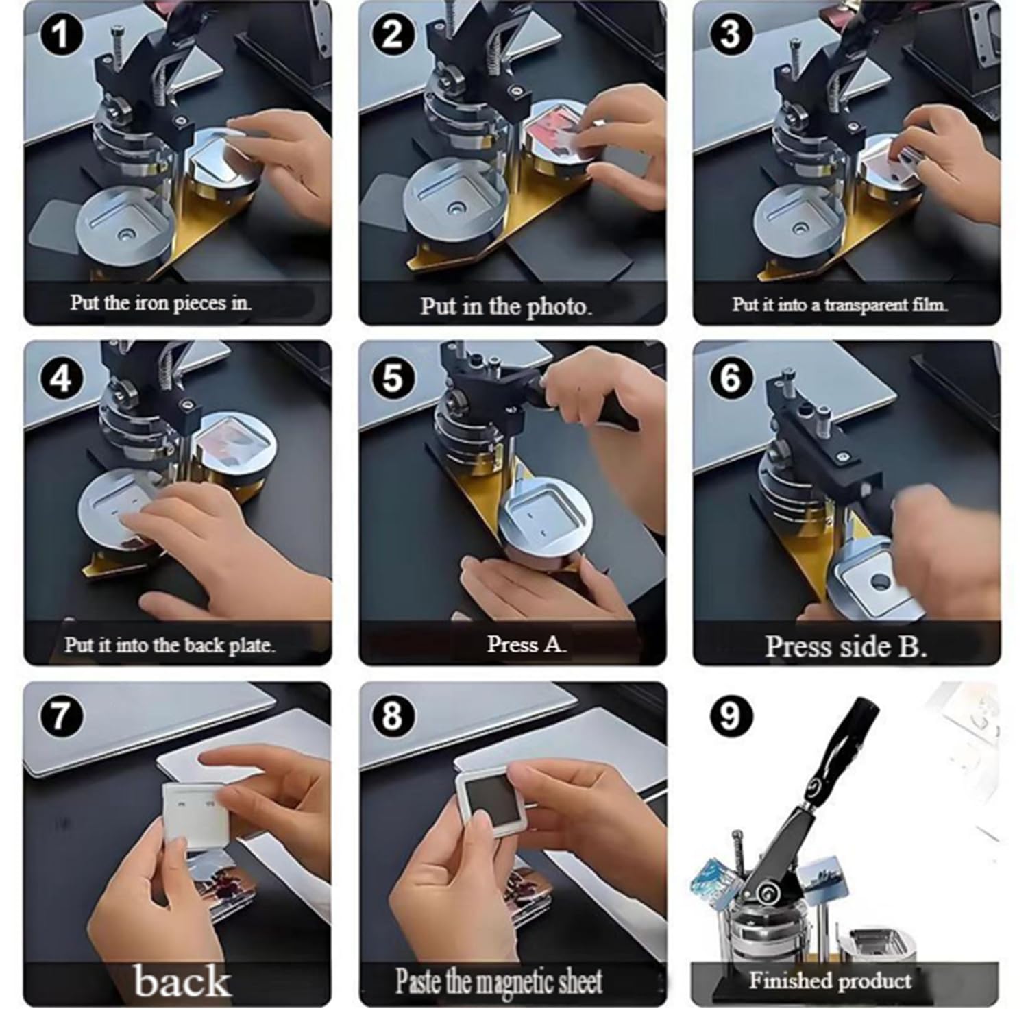 Máquina para Hacer imanes de Fotos,DIY Refrigerator Sticker Magnet Press Kit con 100-Piezas Consumibles + Cortador de Papel, Crafting sin Esfuerzo Photo Magnet Machine