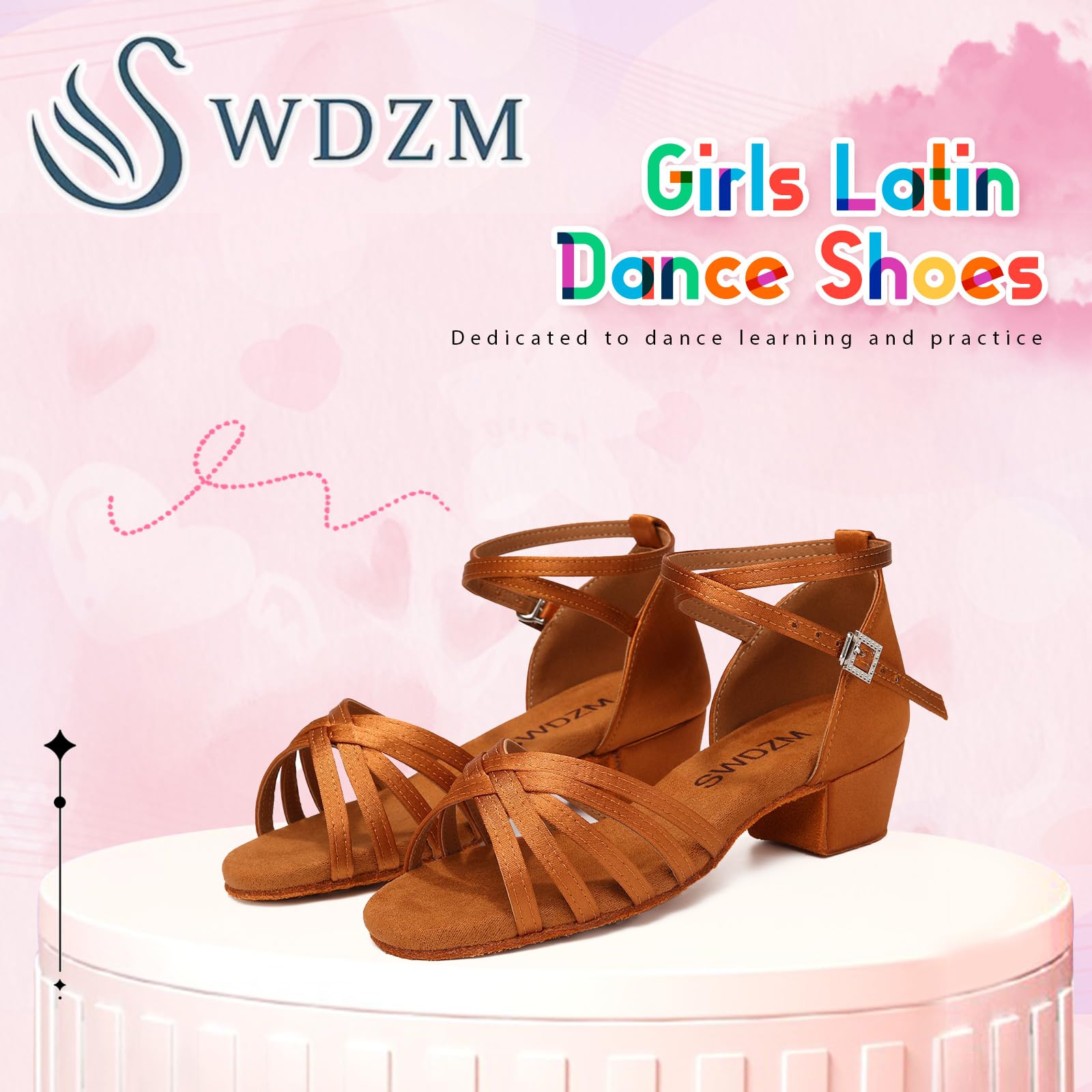 SWDZM Zapatos de Baile Latino Niña Tacón 3 cm Estándar Salsa Bailarina y Bachata Principiantes Bailarina Práctica