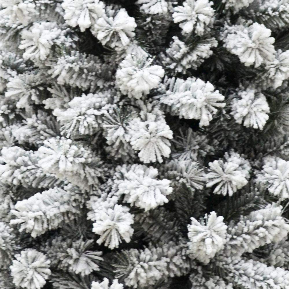 BAKAJI Albero di Natale Royal Super Folto Pino Verde Innevato Base Croce in Ferro Pieghevole Altissima qualità Rami con Neve Facile Montaggio Apertura Ombrello (210 cm)