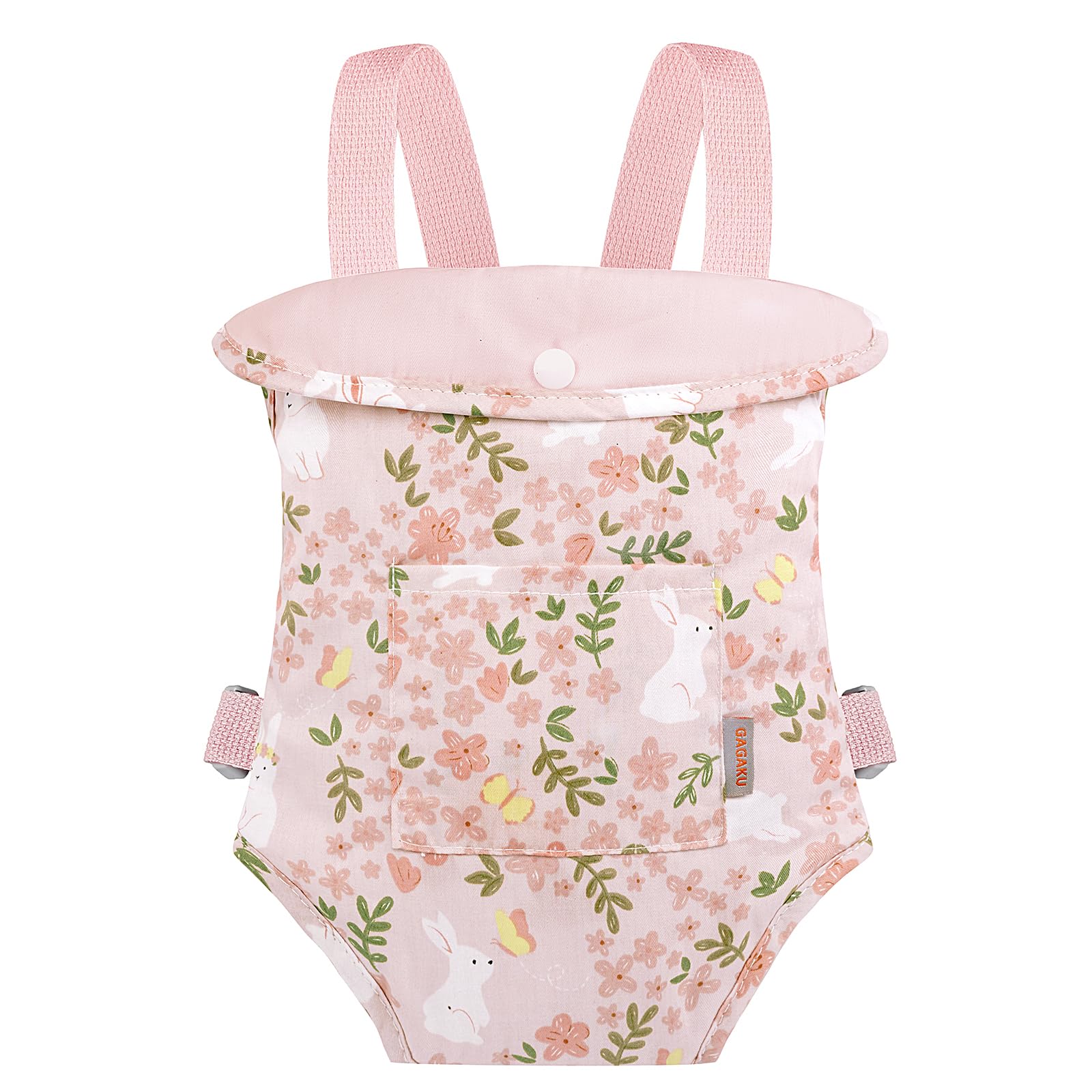 GAGAKU Baby Doll Carrier for Kids, Toddlers Toy Doll Carriers with Adjustable Straps for Kids - Pink - Rabbit