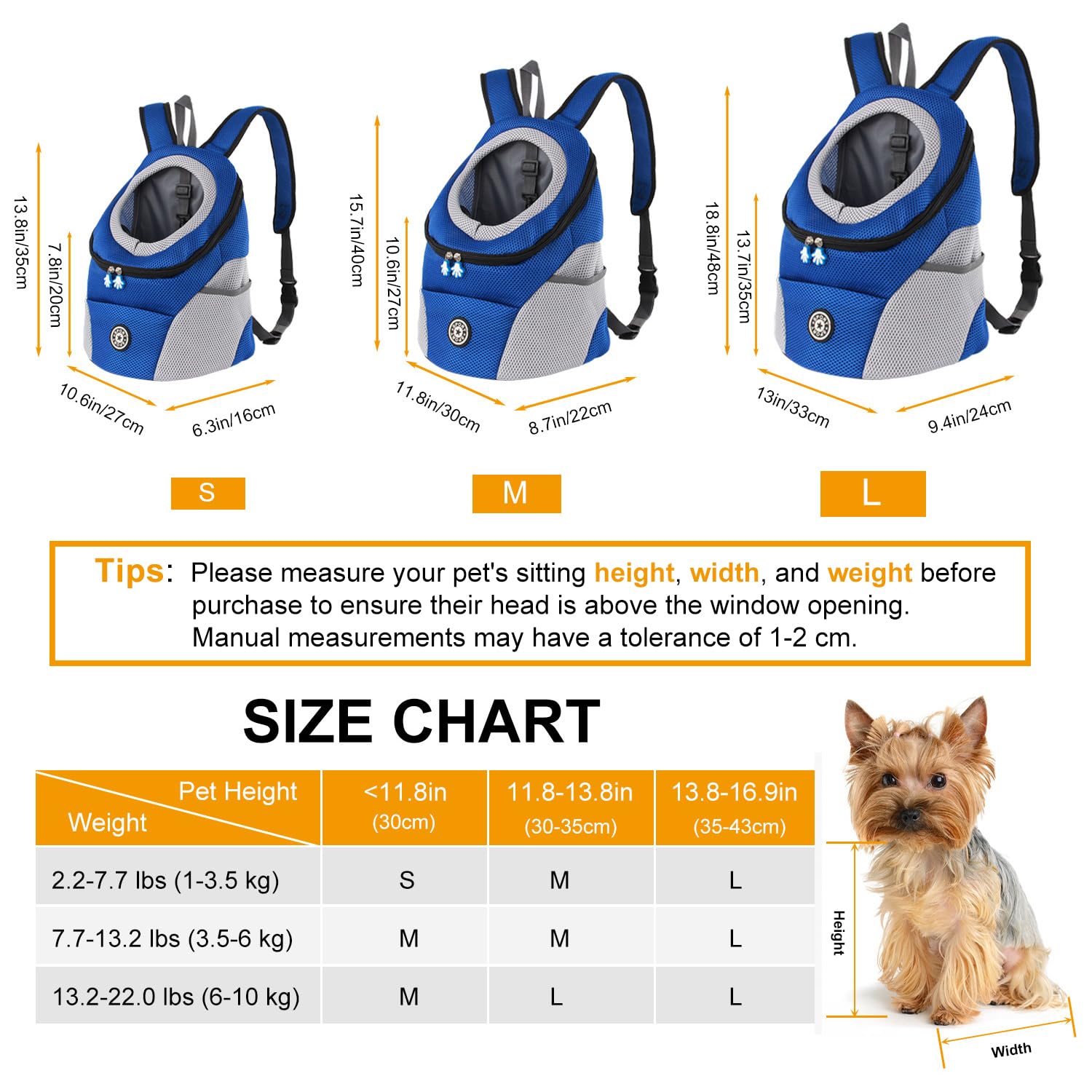 M MUNCASO Sac à Dos de Transporter pour Petits Chiens Tissu Elastique et Perméable avec Fond étanche, pour Randonnée Voyage en Plein Air