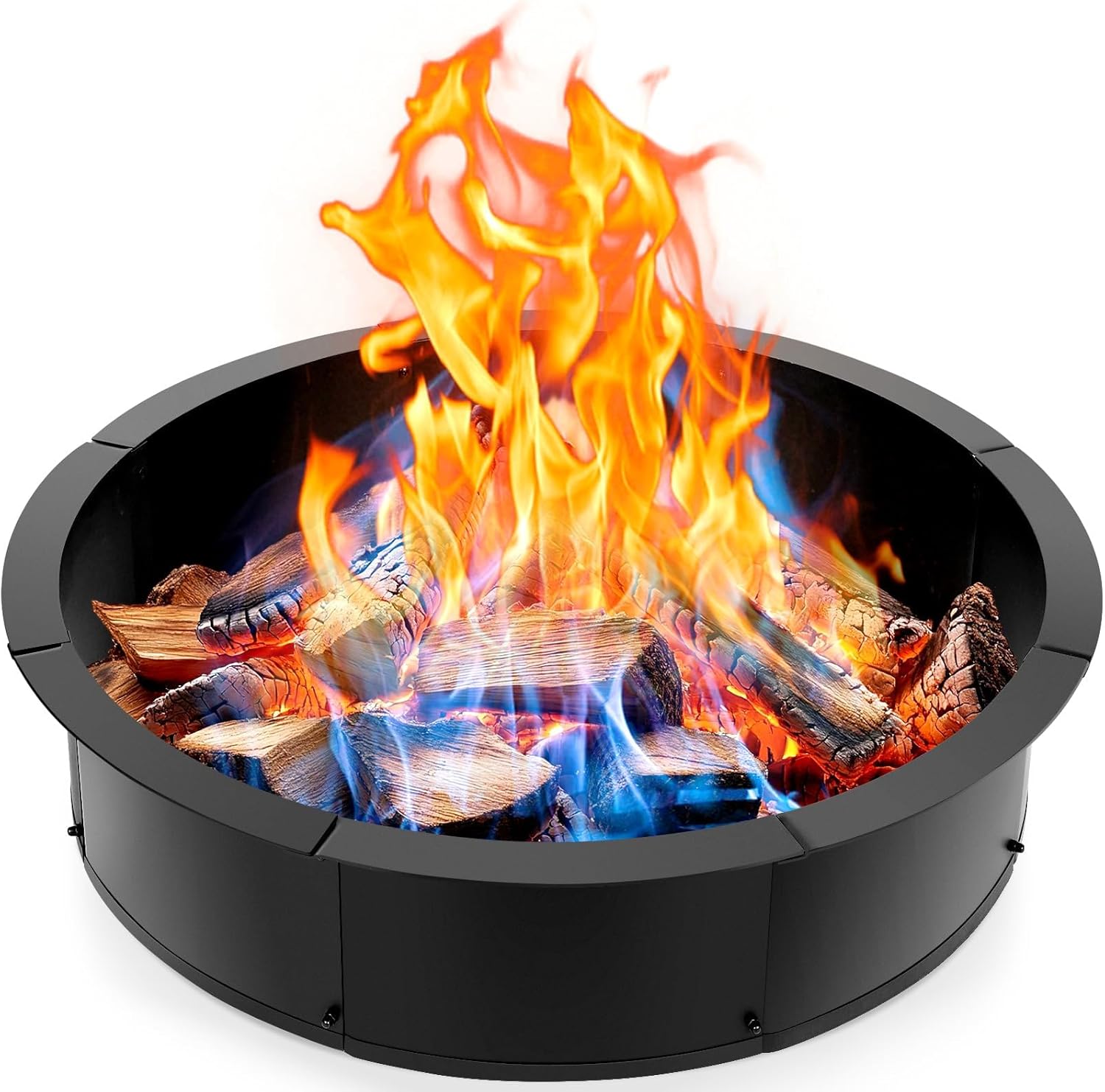 INNOSTAGE 36 Inch Fire Pit Ring (40 Inch Outer), Heavy Duty Steel Fire Ring for Outside, Large Round Fire Pit Insert, DIY Camping Fire Ring, Above or In-Ground, Black Carbon for Backyard Patio Bonfire