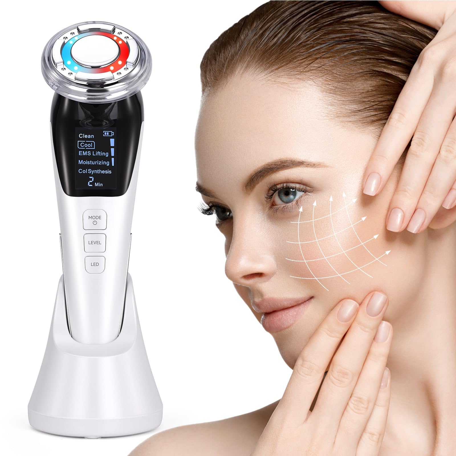 Abgrow EMS Face Massager Anti-Wrinkle Mesotherapy Red Blue Light Therapy Lift LED Light Therapy Hot Cold EMS Gift for Women-image-29