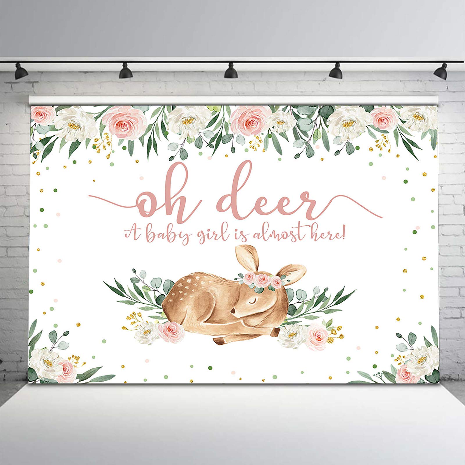 Buy Avezano Woodland Baby Shower Backdrop Pink Floral Girl Deer Baby