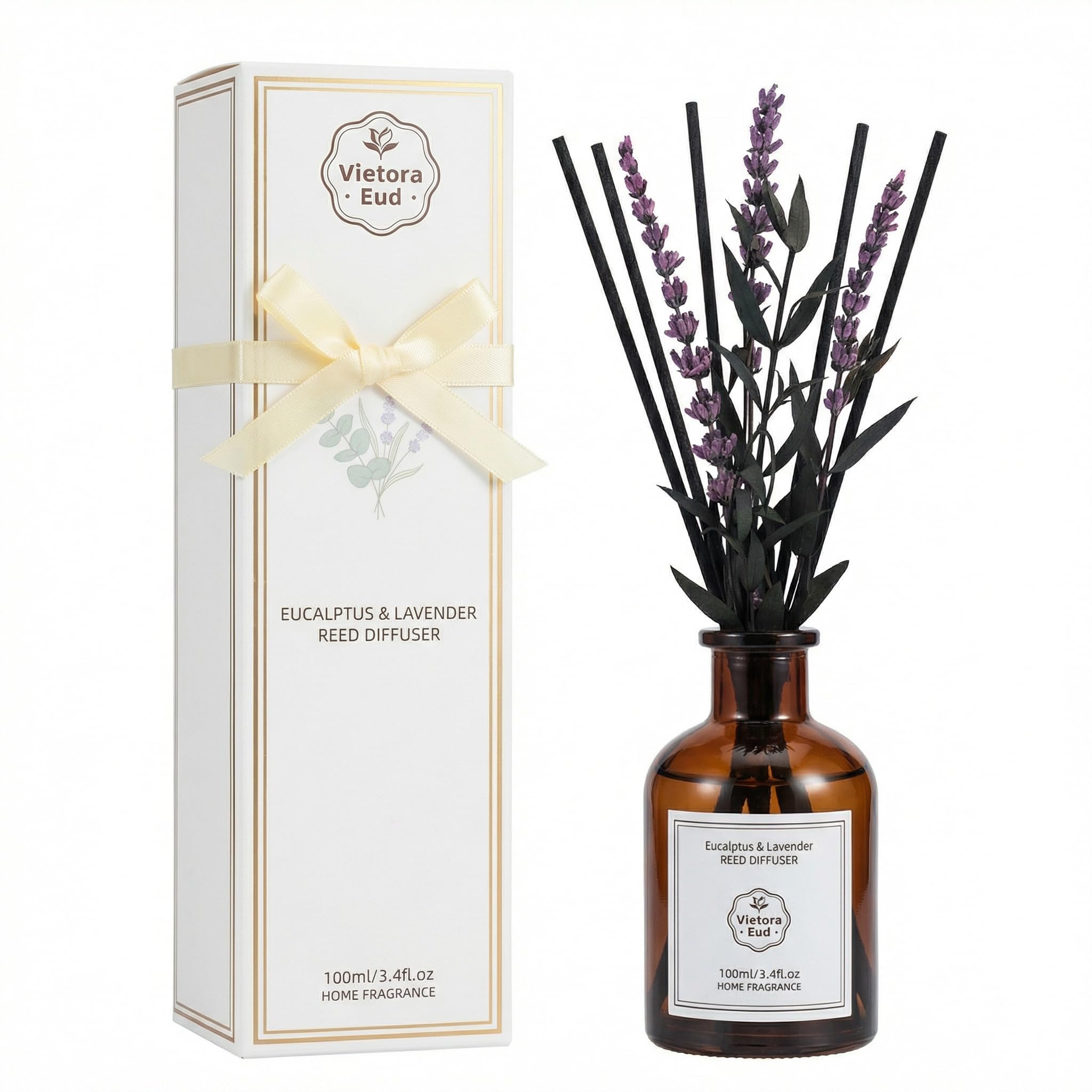 - Eucalyptus & Lavender Essential Oil Reed Diffuser - 3.34 Fl Oz, Luxury Hotel Collection Diffuser Oil Inspired by Ritz Carlton for Home&Office, Bedroom/Living Room Shelf Decor,Non-Toxic & Gift Ready