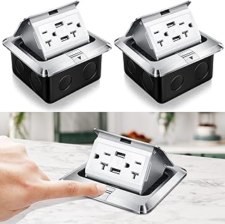 Hoolerry 2 Pack Pop up Floor Electrical Outlet Cover Box Kit with 4.8A USB