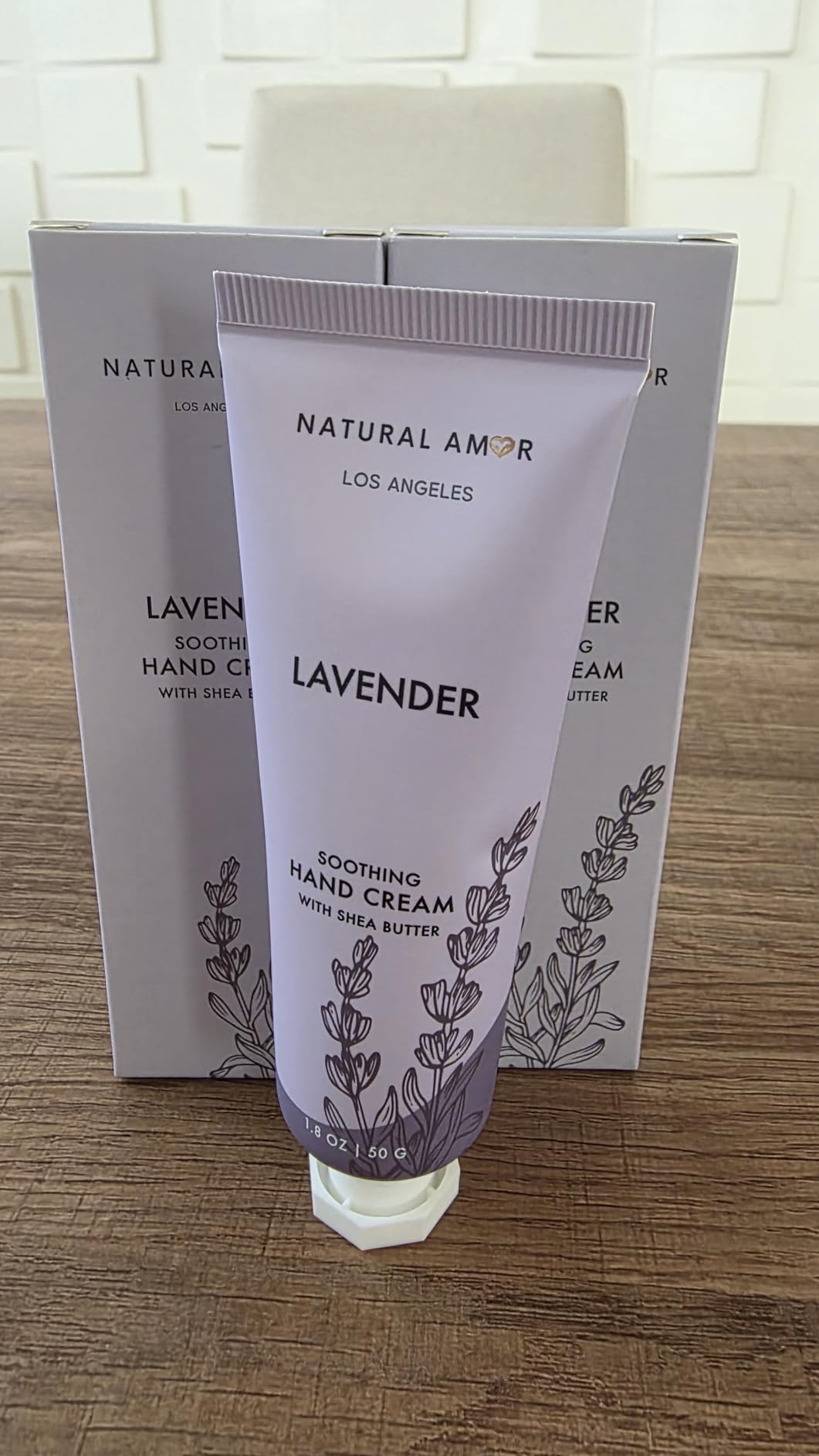 NATURAL AMOR LOS ANGELES Natural Amor Hand Cream Gift Set, Vanilla Rose & Lavender 2 Pack, Moisturizing Travel Size Hand Lotion with Shea Butter Nourishing Hand Care for Dry Skin