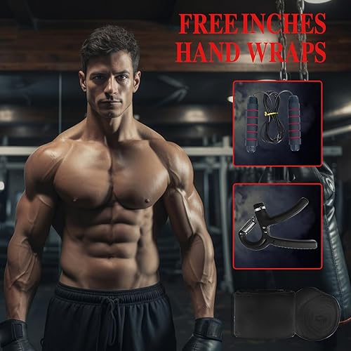 Miniatura 5 de Vensmuste Saco de boxeo para adultos, juego de saco de boxeo pesado Oxford de 4 pies, saco de boxeo con guantes de boxeo de 12 onzas, envolturas de