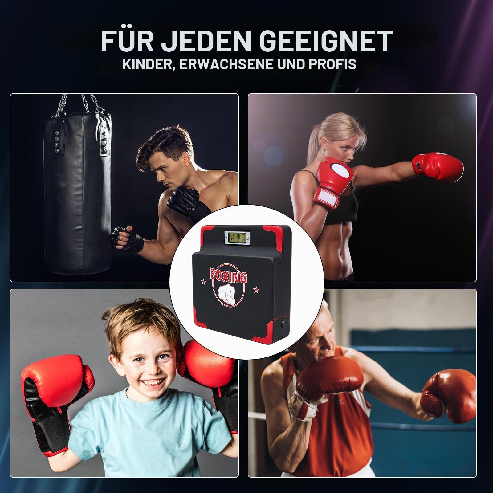 Hoteam Boxkrafttester, Schlagkraftsensor, verstellbare Höhe, Box-Trainingsgerät, Wandmontage, Boxer, Boxer, Boxsack, Maschine für Erwachsene und Kinder (stilvoll)