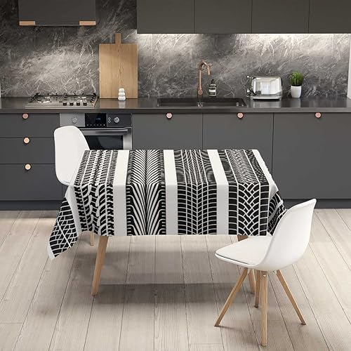 Miniatura 2 de Manteles de textura en blanco y negro de mesa de tela para Fiestas Picnic Manteles para decoración de cena del hogar, 60 x 60 pulgadas