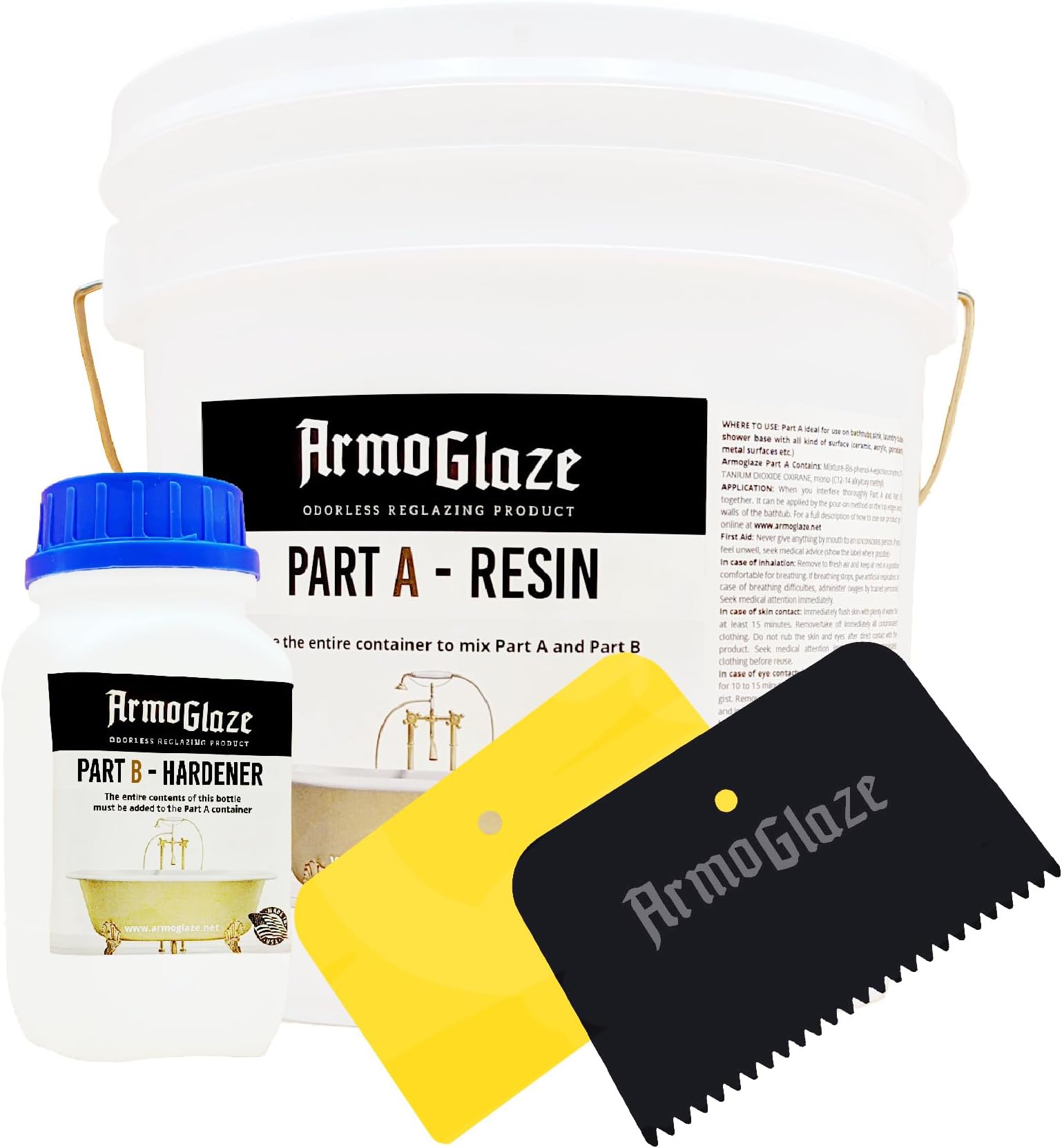 Odorless Bathtub Refinishing Kit – Durable, Self-Leveling Epoxy for DIY Reglazing – Works on Porcelain, Fiberglass, Enamel, Acrylic, Cast Iron – 2.7kg – Made in the USA