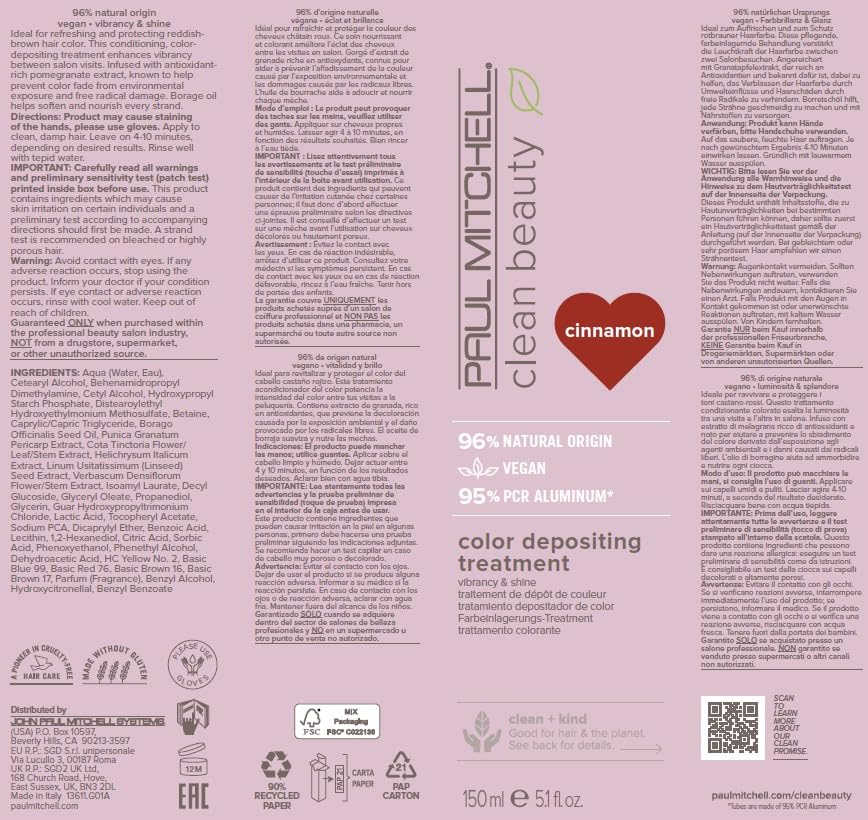 Paul Mitchell Clean Beauty Color-Depositing Treatment, For Refreshing + Protecting Color-Treated Hair - Image 7