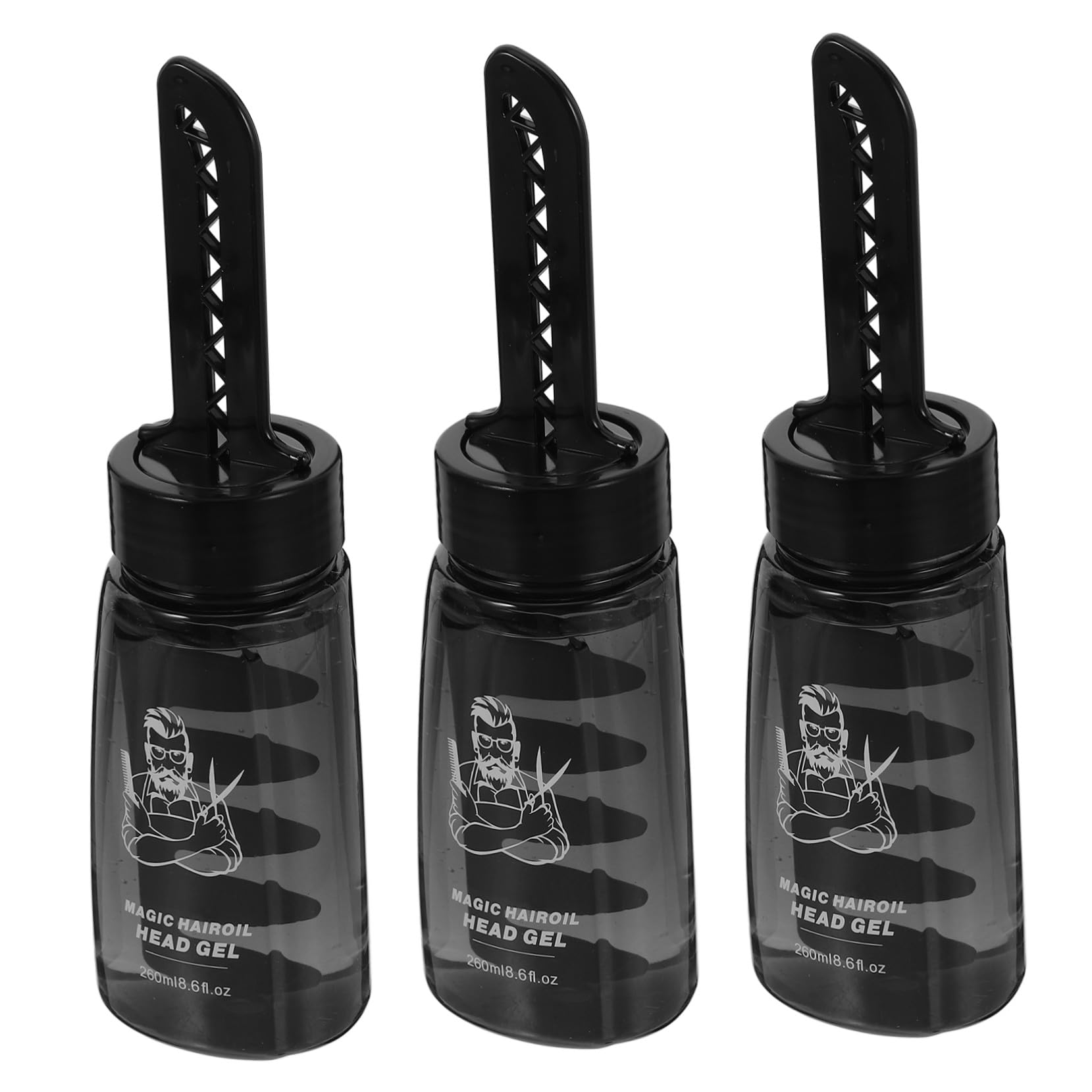 Gel Moldeador para Cabello con Peine Aplicador, Pack de 3 Unidades de 260 Ml, Envase Plástico Duradero para Peinar Hombres en Casa