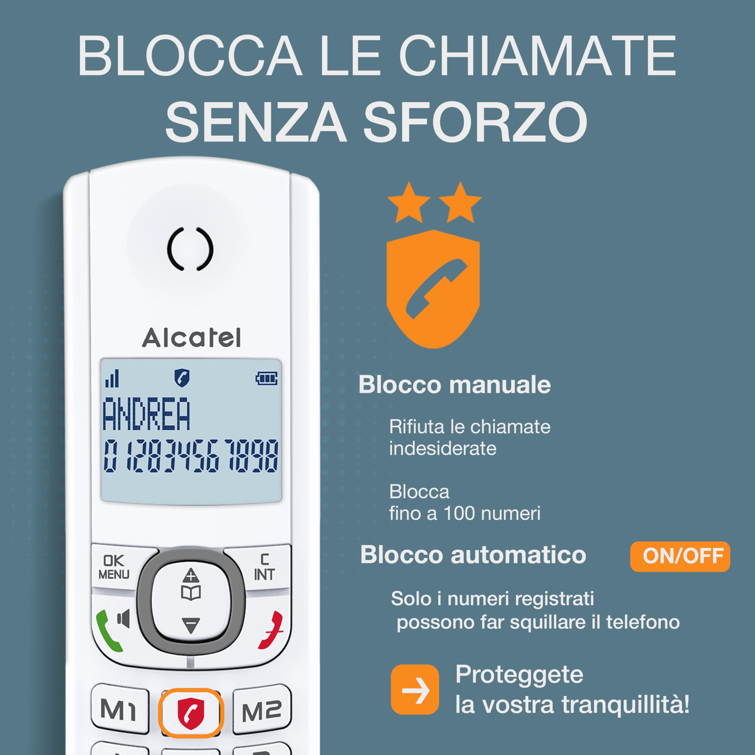 ALCATEL F530 Voice Trio - Telefono fisso cordless DECT con segreteria - Grande display - Vivavoce - Funzione blocco chiamate - 2 tasti di memoria diretta - 3 portatili - Bianco/Grigio