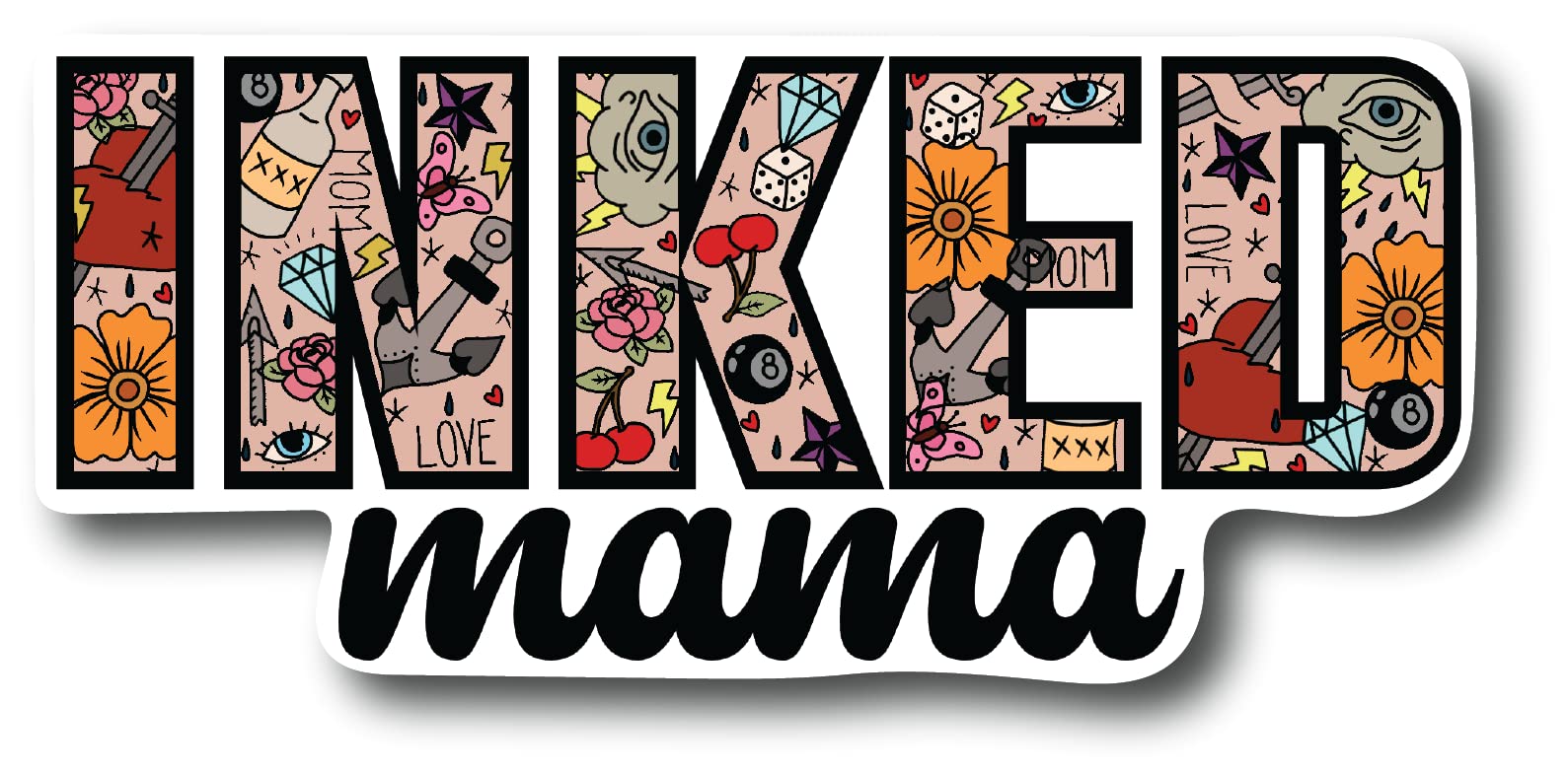 Inked Mama Colorful Refrigerator Magnet | UV Printed 4-Inch Kitchen Decor Accessory Featuring Stunning Design | Tattoo Jewel Skin Artist Art Mom Mama Ink Picture Rose Gothic Emo Dead CSM1519