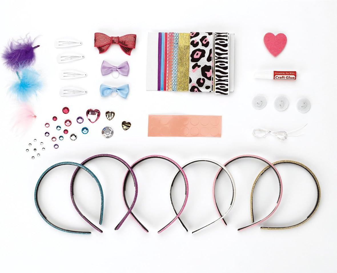 Creativity for Kids Sparkling Hair Accessory Set – Make Fashionable Hair Accessories – Teaches Beneficial Skills – for Ages 7 and Up