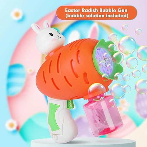 Miniatura 2 de LOKIPA Pistola de burbujas de conejo de Pascua, pistola de burbujas de Pascua de 8 agujeros, máquina de burbujas de conejo para exteriores,